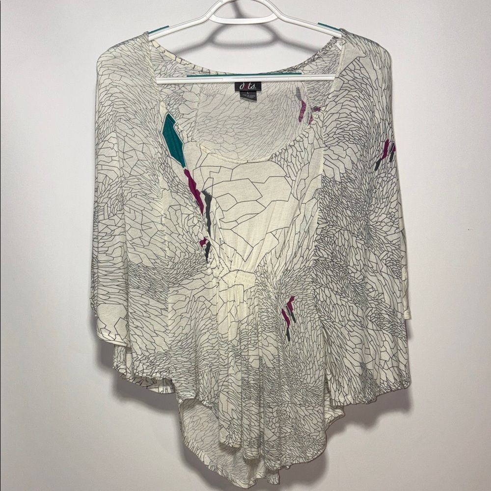 Dots White and Teal Blouse
